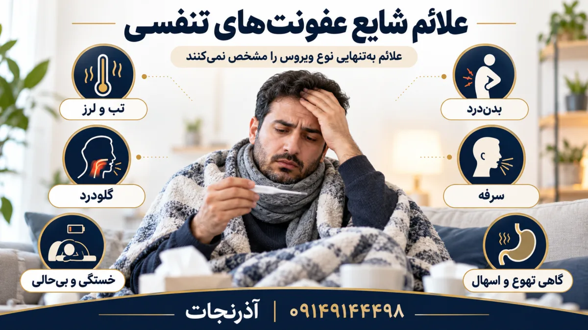 علائم ویروس جدید سرماخوردگی شامل تب، بدن‌درد، گلودرد و سرفه‌ی خشک