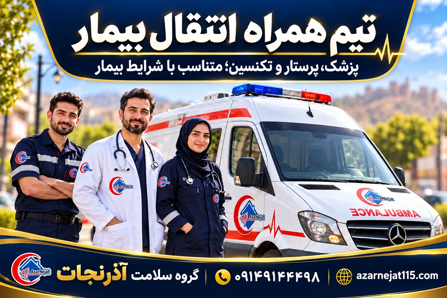 تیم همراه انتقال بیمار در عجب‌شیر: پزشک، پرستار و تکنسین متناسب با شرایط بیمار
